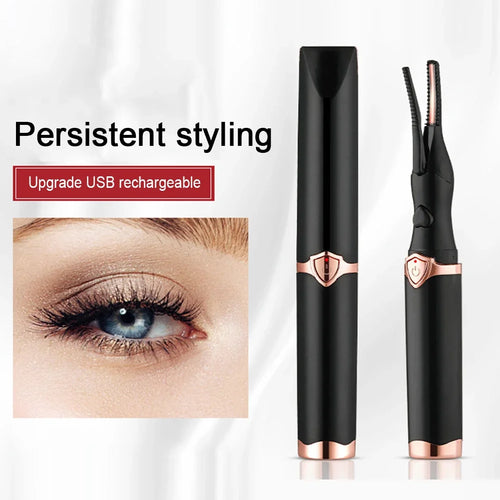 Black and rose-gold USB rechargeable heated eyelash curler