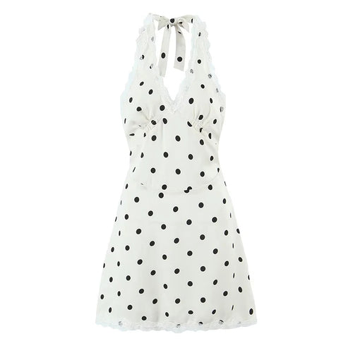 Polka dot lace-trim mini dress - back