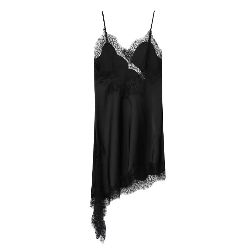 Lace-trim satin cami slip dress - side