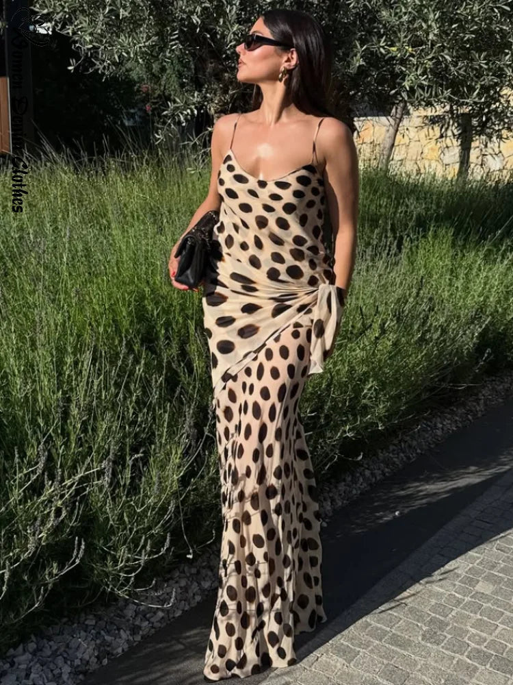Printed cowl-neck slip maxi dress - detail