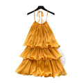 Tiered ruffle halter cake mini dress - styled