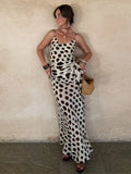 Printed cowl-neck slip maxi dress - back scarf detail